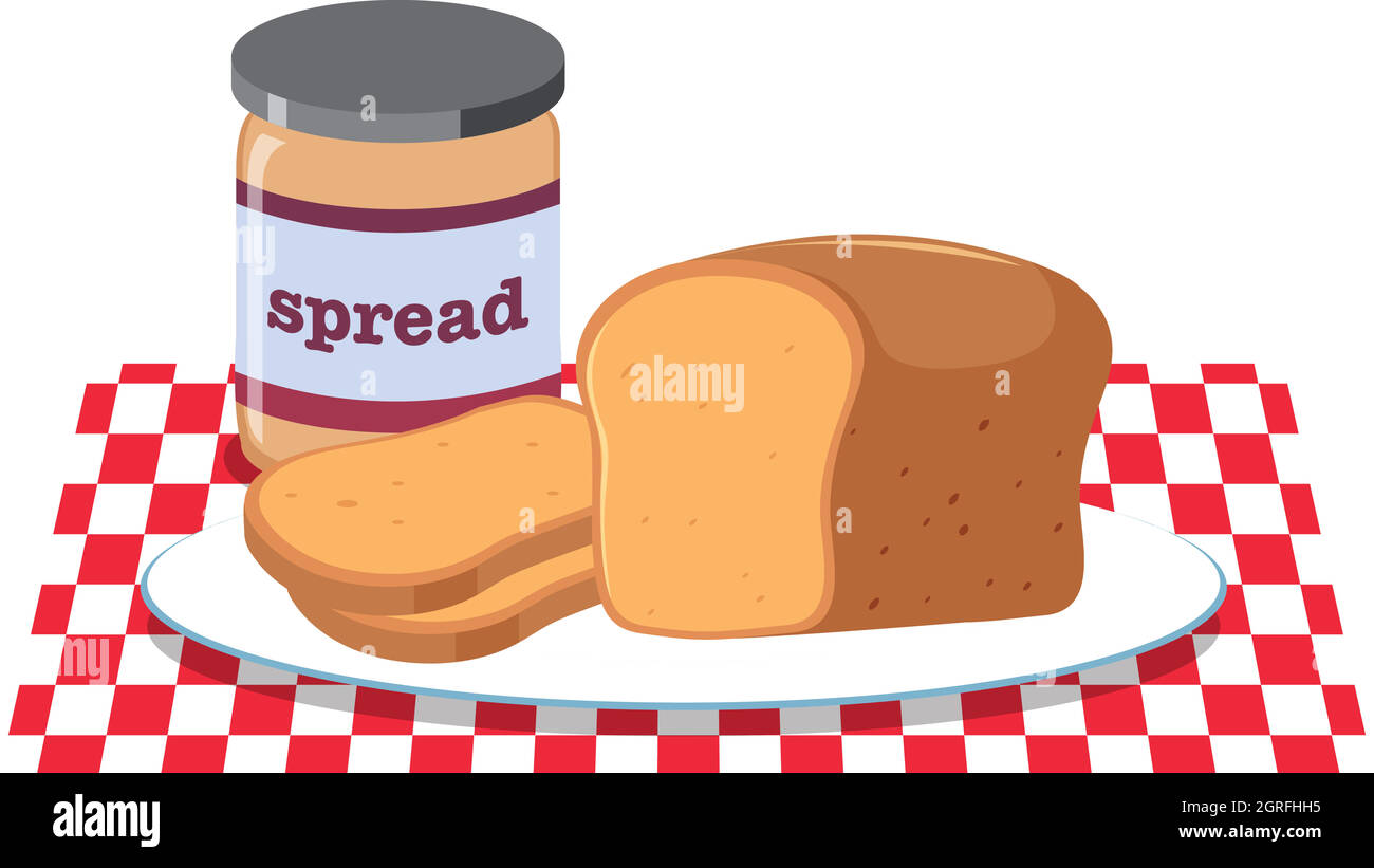 Pane e burro di arachidi spalmare Illustrazione Vettoriale