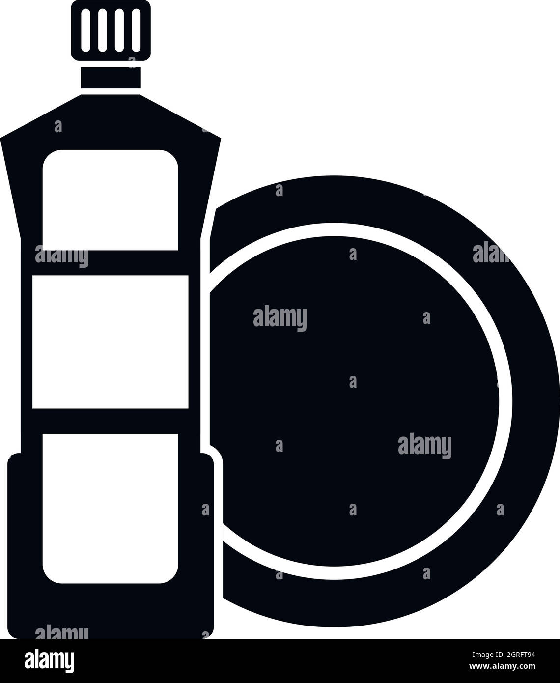Lavastoviglie detergente liquido e icona del piatto Illustrazione Vettoriale