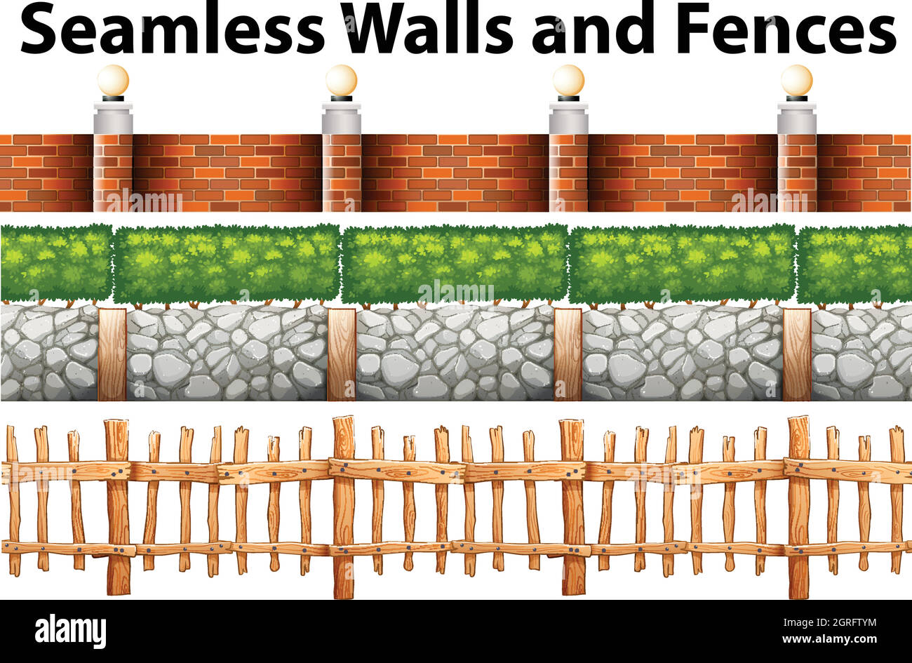 Pareti e recinzioni senza giunture in molti progetti Illustrazione Vettoriale