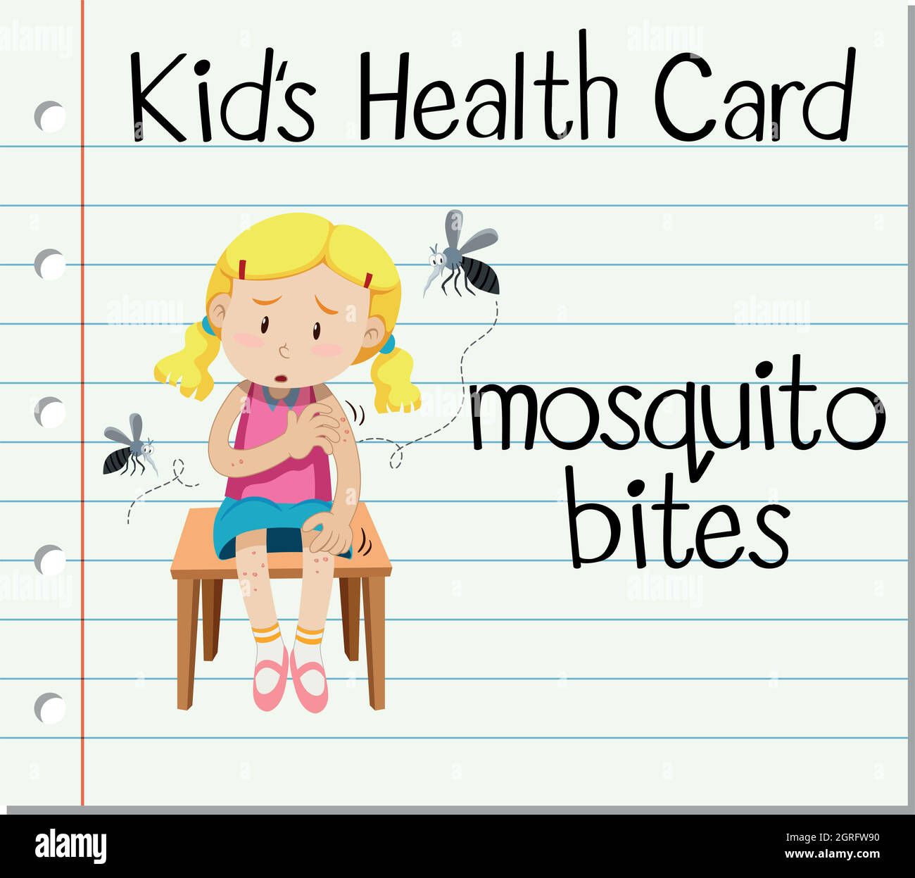 Tessera sanitaria con morsi di zanzara Illustrazione Vettoriale