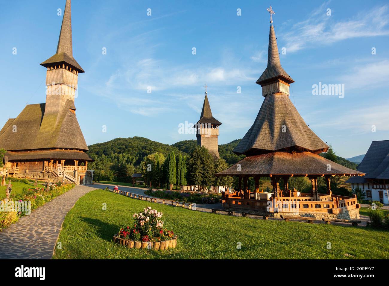 Romania, regione di Maramures, Barsana, monastero di Barsana Foto Stock