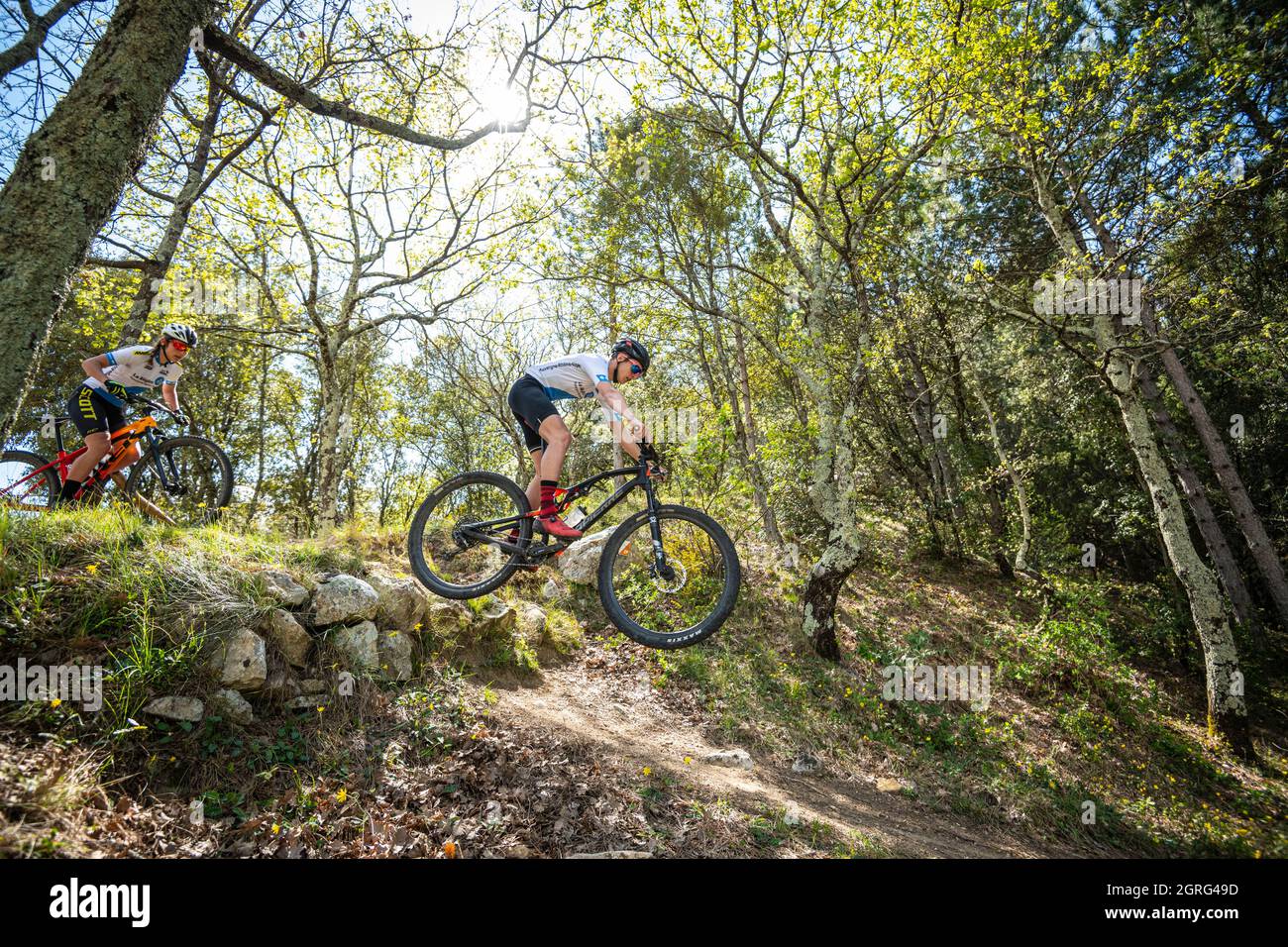 Francia, Ardeche, Salavas, mountain bike Foto Stock