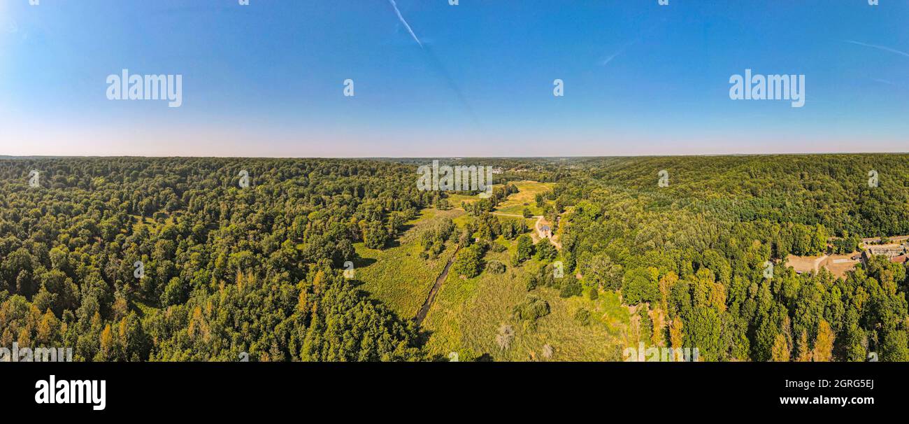 Francia, Yvelines, Parco Regionale dell'Haute Vallee de Chevreuse, dintorni di Dampierre-en-Yvelines en Yvelines (vista aerea) Foto Stock