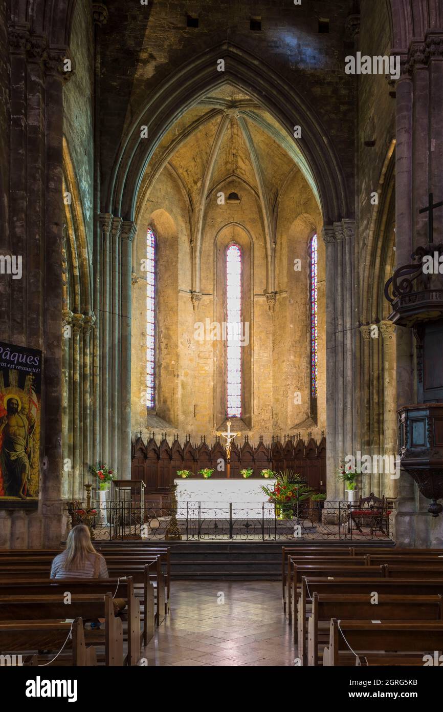 Francia, Alpi dell'alta Provenza, parco regionale del Luberon, Forcalquier, Cattedrale di Notre Dame du Bourguet Foto Stock