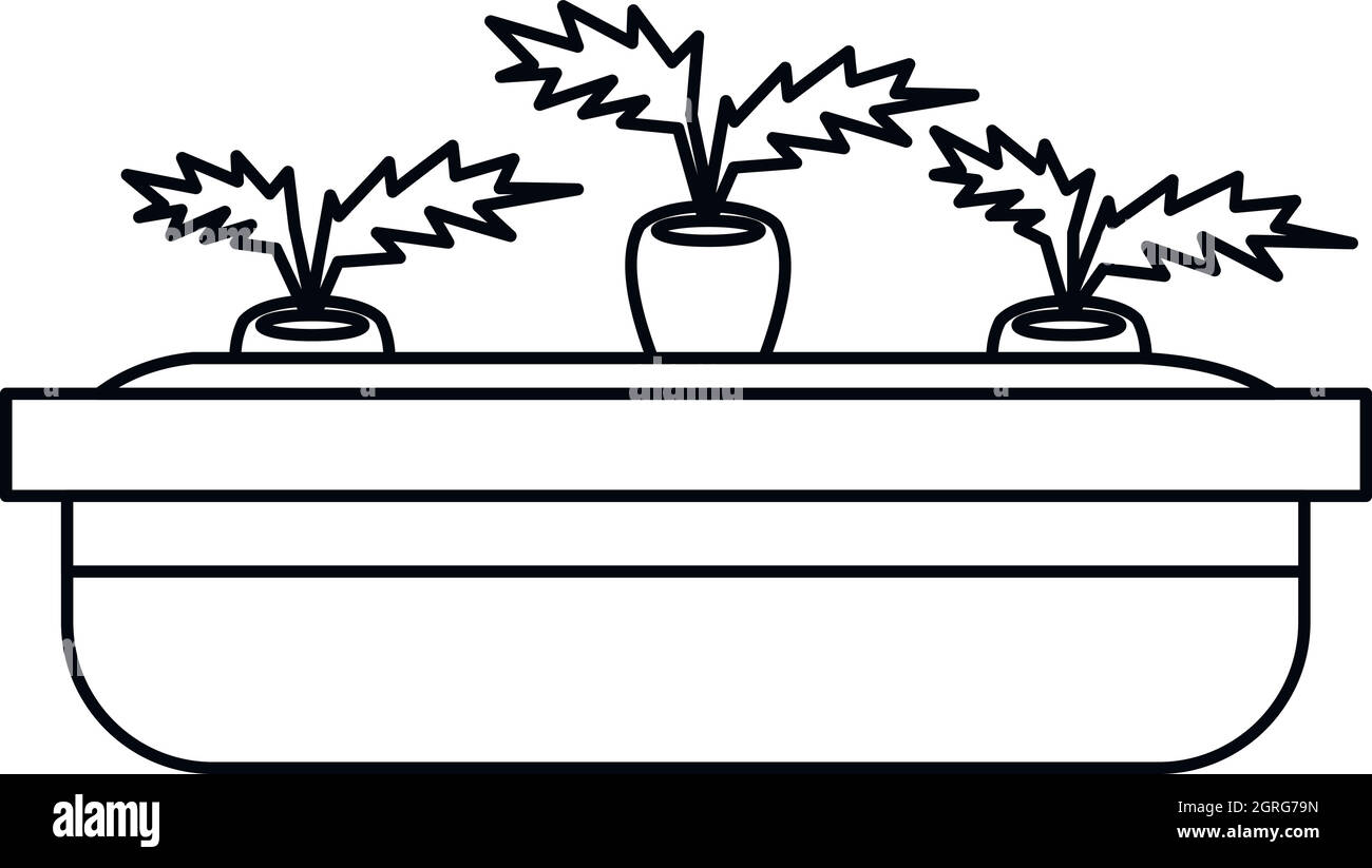 Vaso di fiori per impianti di icona di stile di contorno Illustrazione Vettoriale