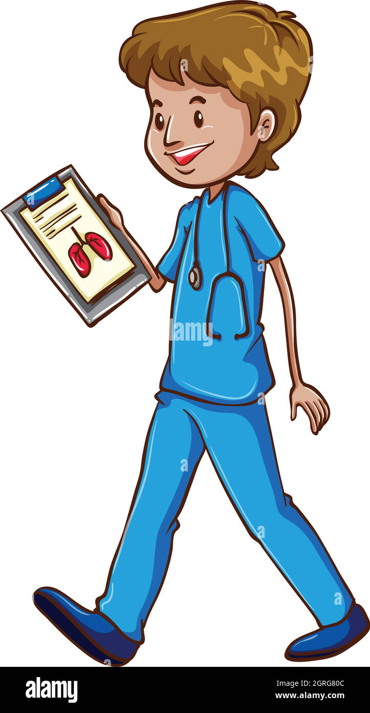 Un medico semplice che tiene un grafico Illustrazione Vettoriale