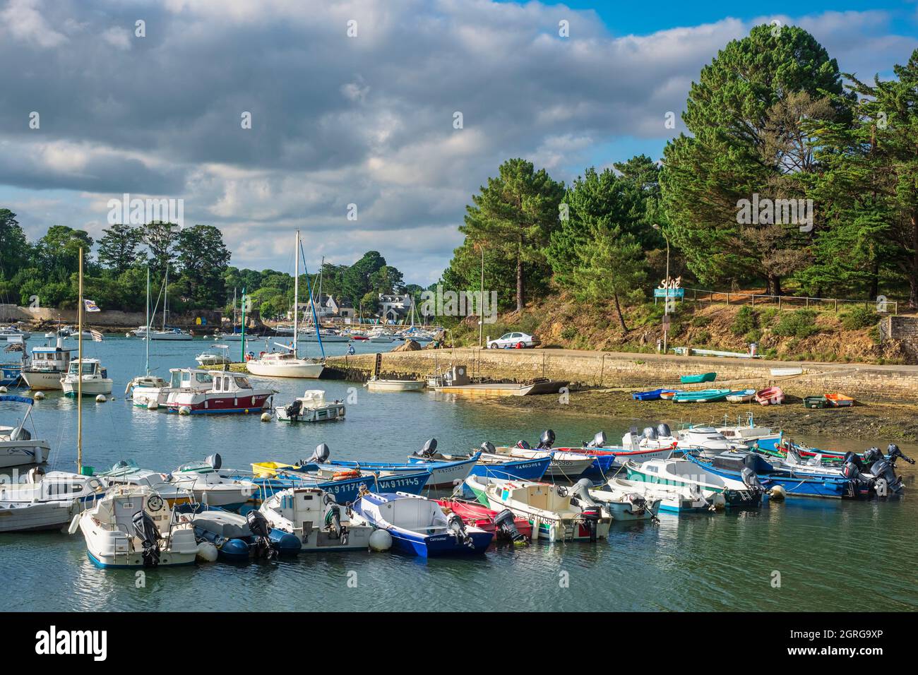 Francia, Morbihan, Golfo di Morbihan, Séné, porto di pescatori di Port-Anna Foto Stock