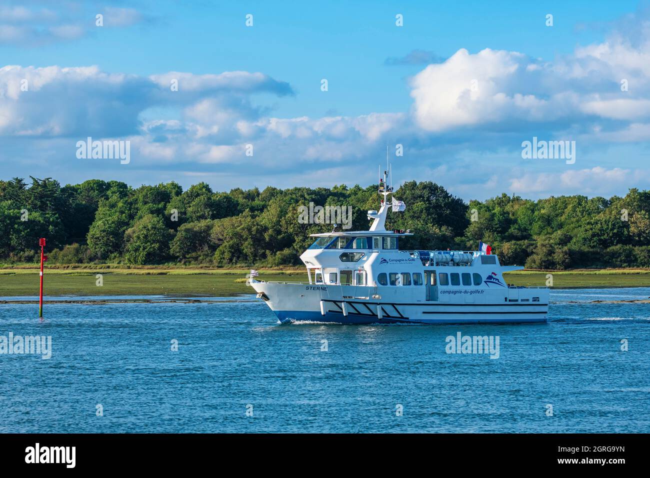 Francia, Morbihan, Golfo di Morbihan, Séné, barca navetta nel golfo e tra le isole bretoni Foto Stock