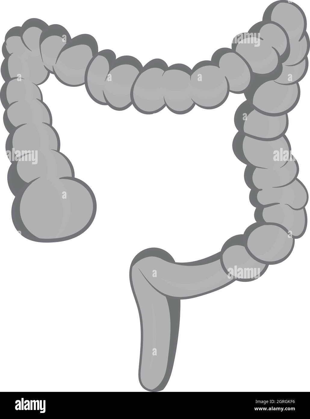 Icona di intestino, nero stile monocromatico Illustrazione Vettoriale