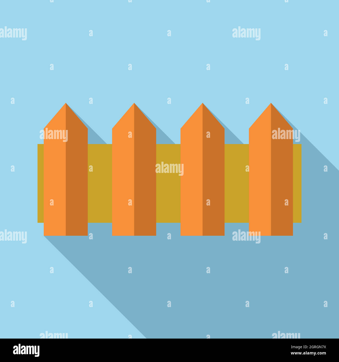 Staccionata in legno icona, stile piatto Illustrazione Vettoriale