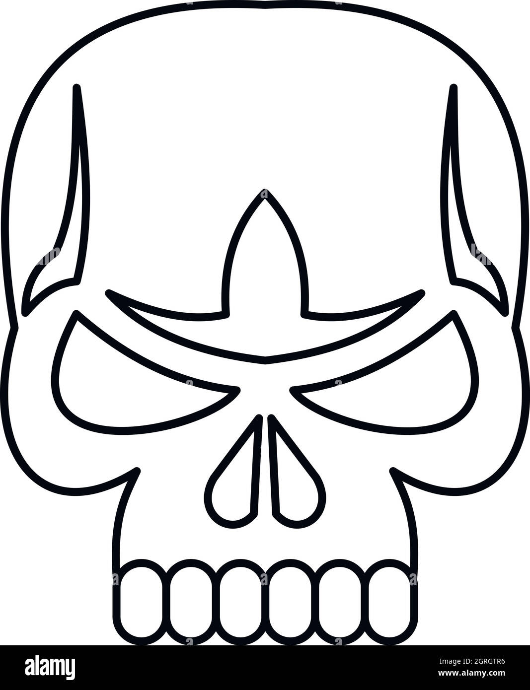 Icona Skull, stile contorno Illustrazione Vettoriale
