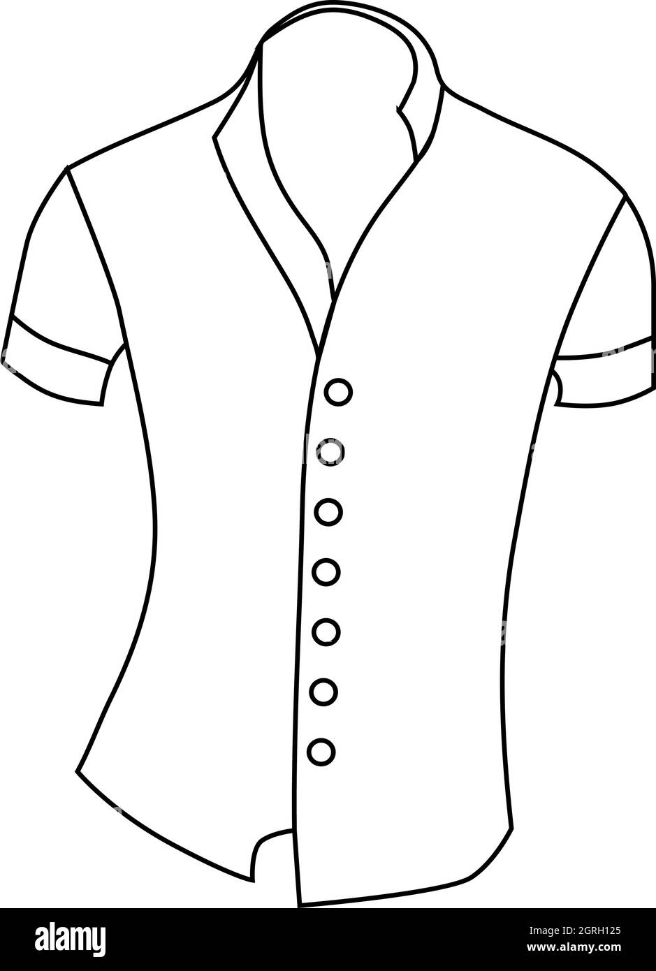 Donna blusa, manica corta, l'icona di stile di contorno Illustrazione Vettoriale