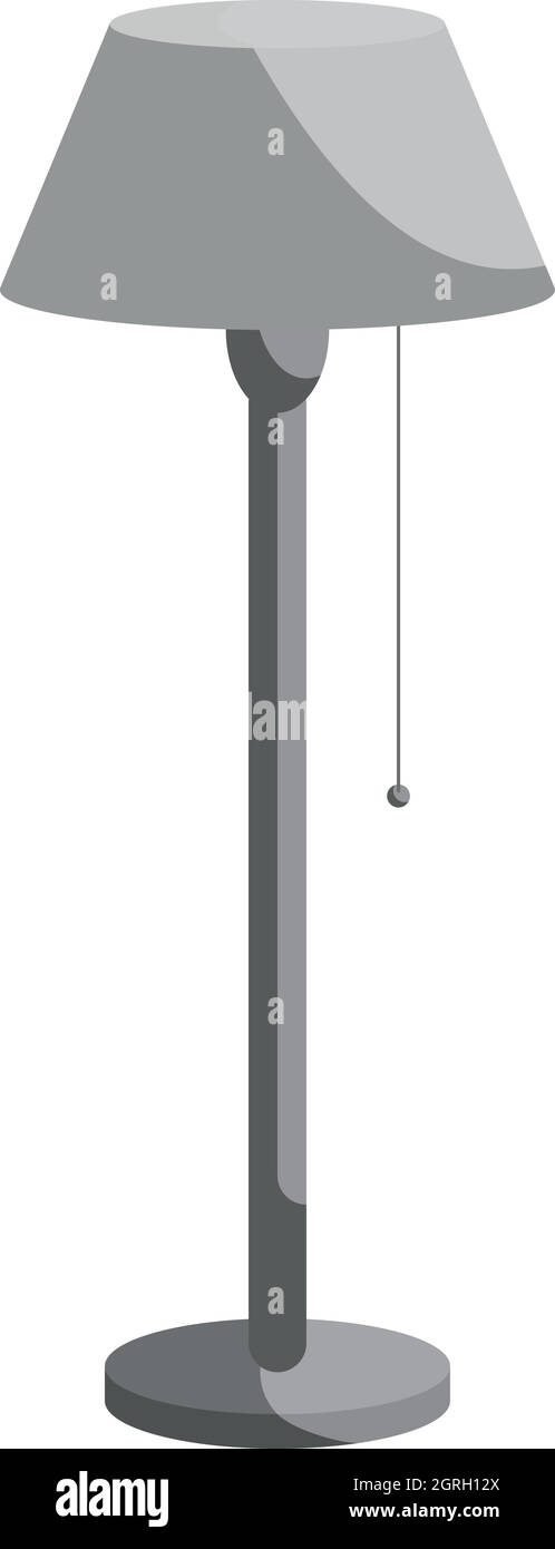 Lungo il pavimento icona lampada, nero stile monocromatico Illustrazione Vettoriale