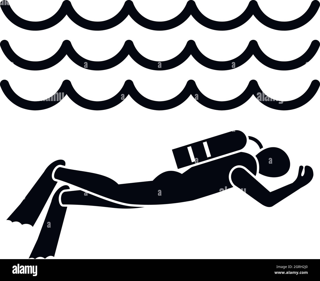 Scuba Diver uomo nella muta icona, stile semplice Illustrazione Vettoriale