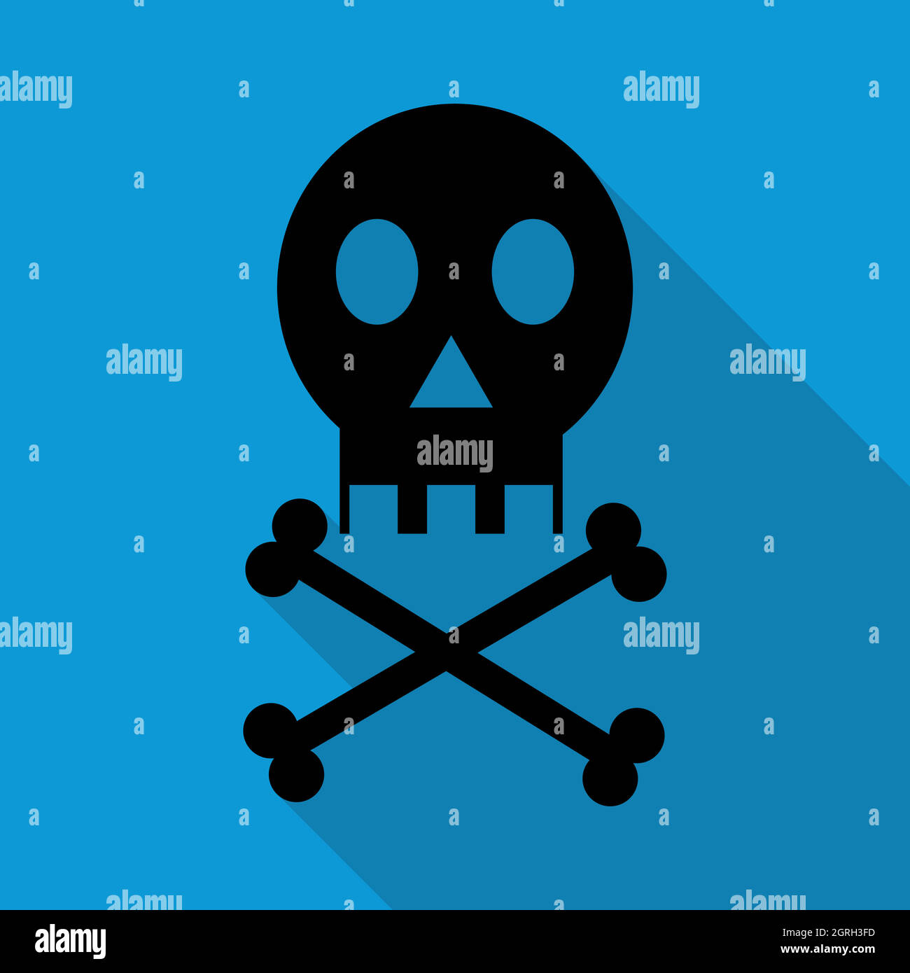 Icona Skull, stile piatto Illustrazione Vettoriale