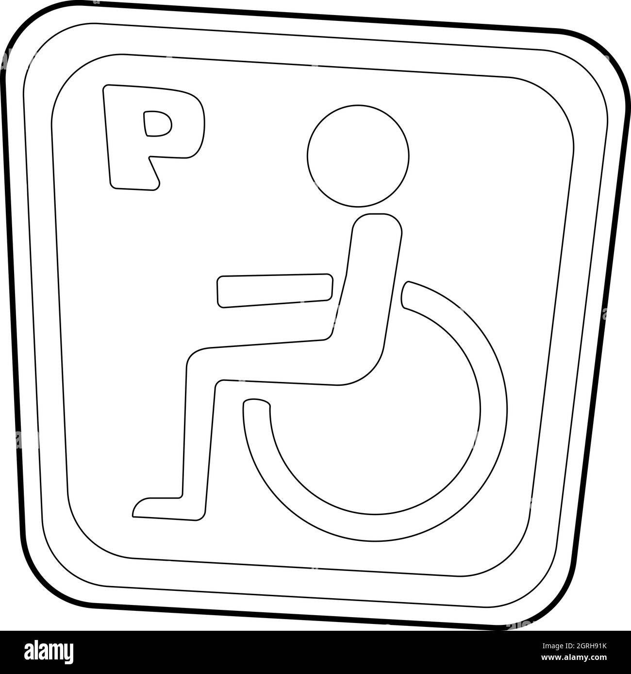 Parcheggio per disabili su sedia a rotelle o icona di parcheggio Illustrazione Vettoriale