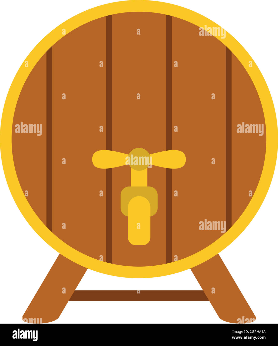 Barile di legno con toccare icona, stile piatto Illustrazione Vettoriale