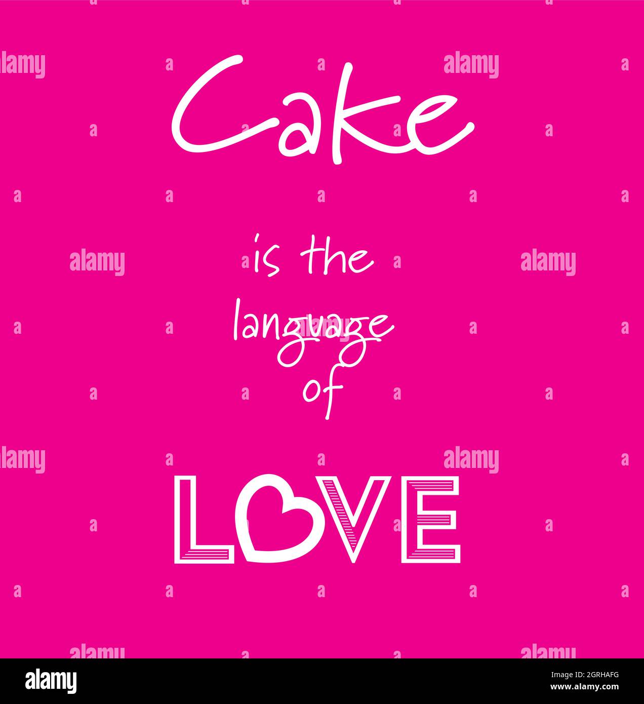 Torta è il linguaggio del vettore amore su uno sfondo rosa Illustrazione Vettoriale
