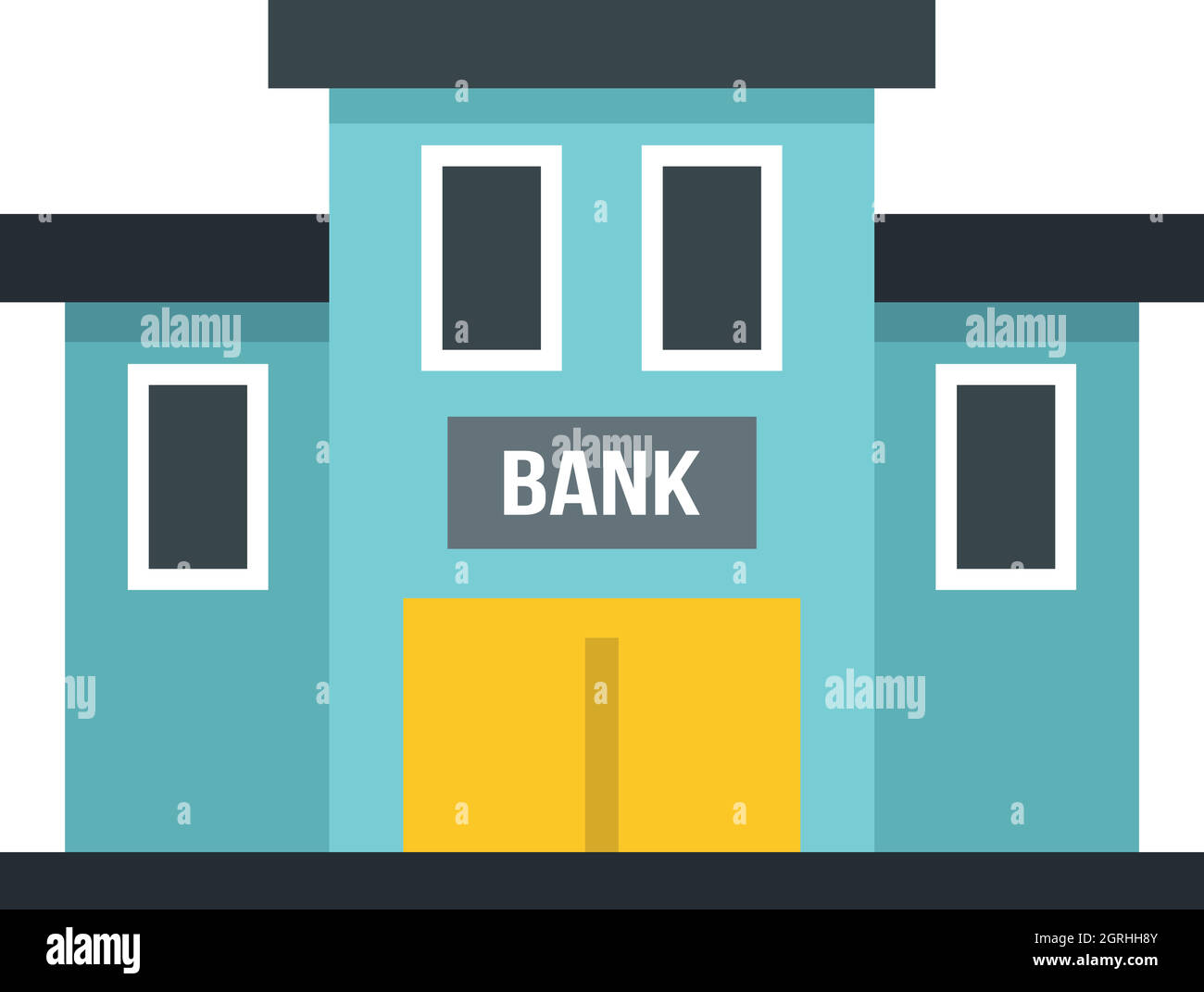 Bank building icona, stile piatto Illustrazione Vettoriale