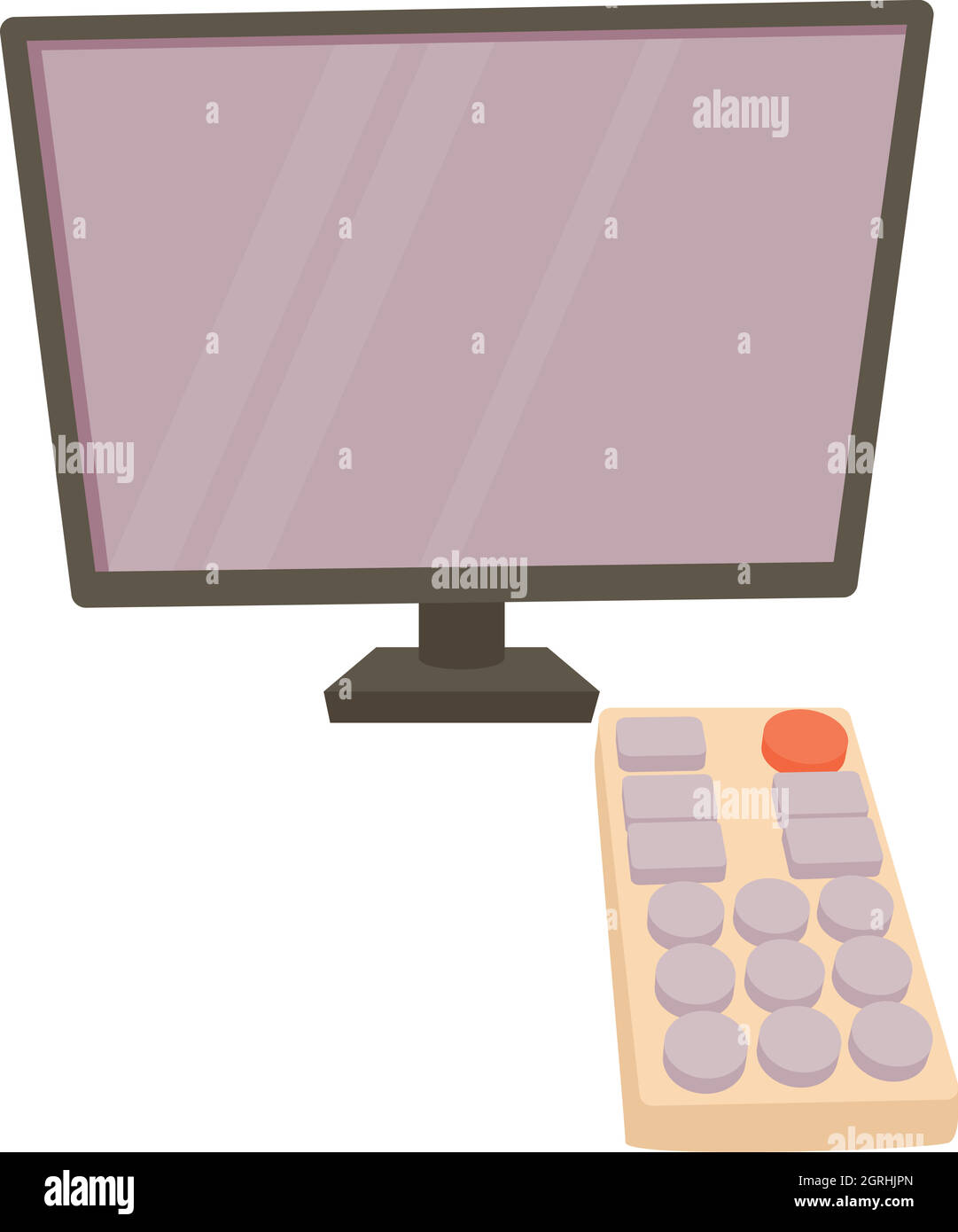 TV con telecomando, l'icona di stile cartoon Illustrazione Vettoriale