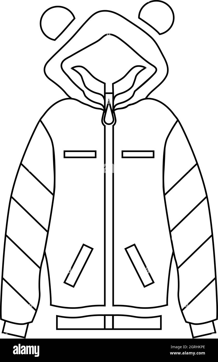 Felpa con cappuccio donna icona, stile contorno Illustrazione Vettoriale