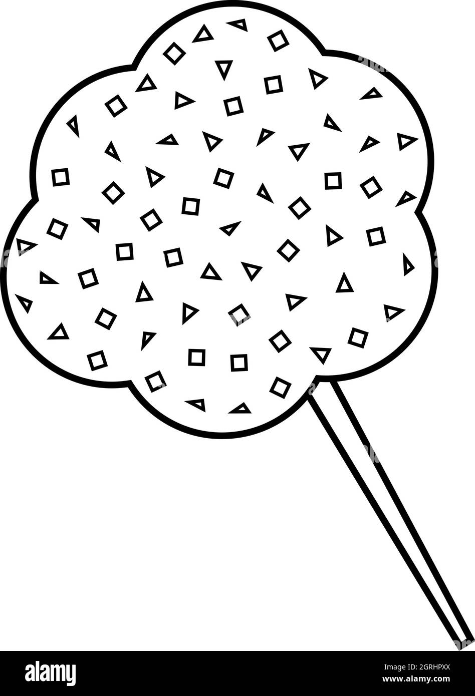 Il cotone candy icona, stile contorno Illustrazione Vettoriale