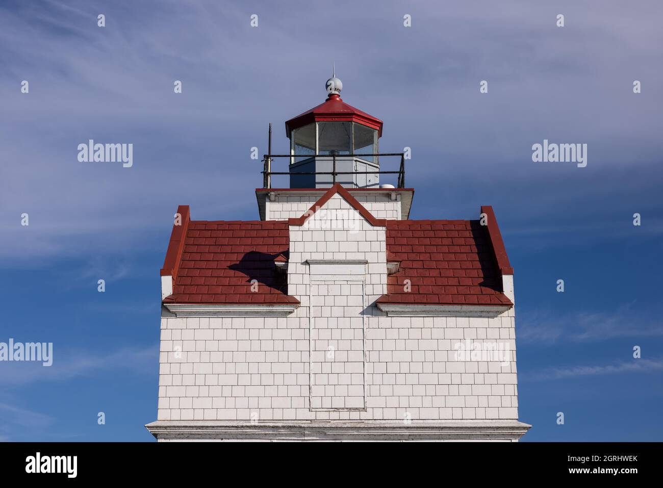 Faro Kewaunee Breakwater sul lago Michigan Foto Stock