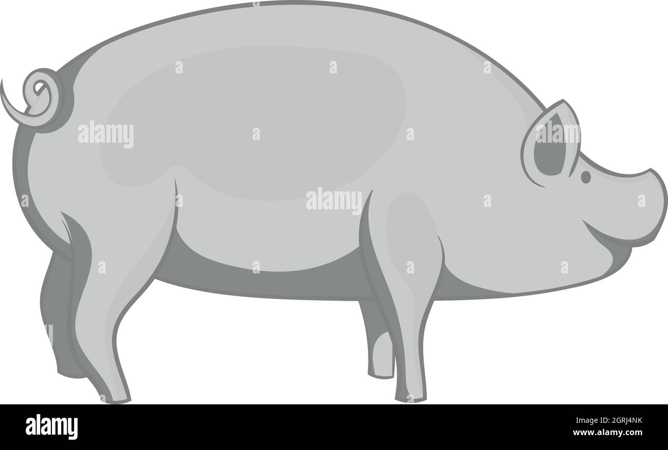 Icona di maiale nero in stile monocromatico Illustrazione Vettoriale
