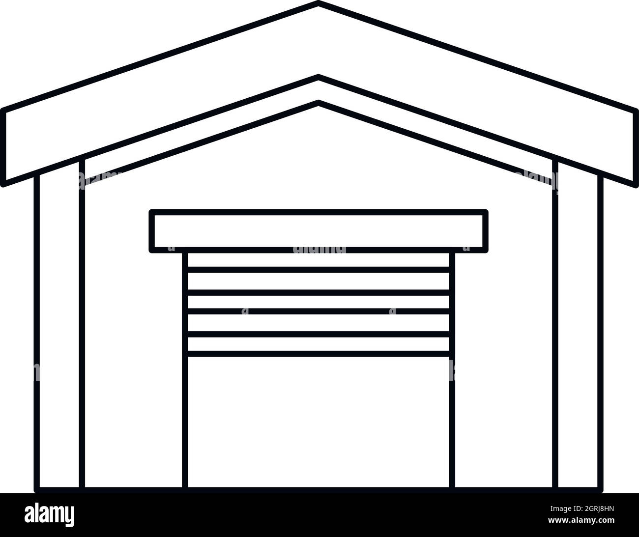 Garage auto icona di stile di contorno Illustrazione Vettoriale