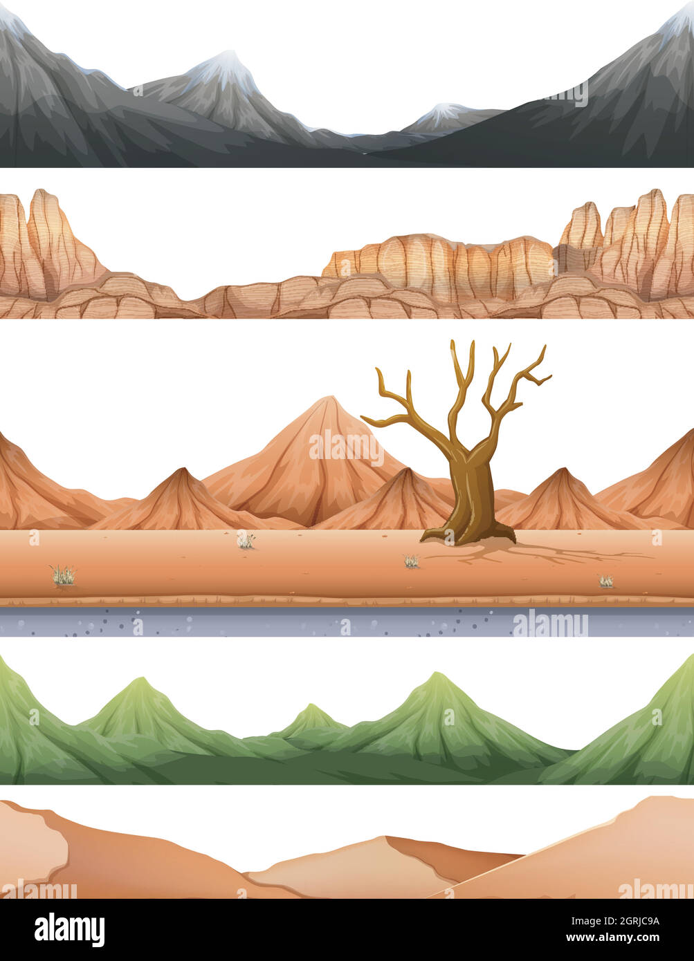 Set di scene del deserto Illustrazione Vettoriale