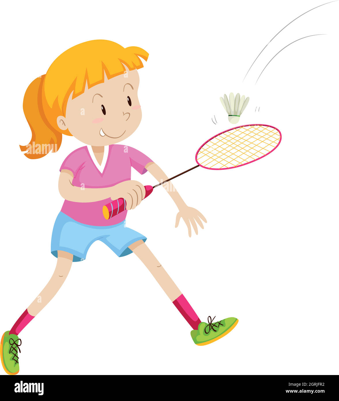 Ragazza con racchetta e birdie di badminton Illustrazione Vettoriale