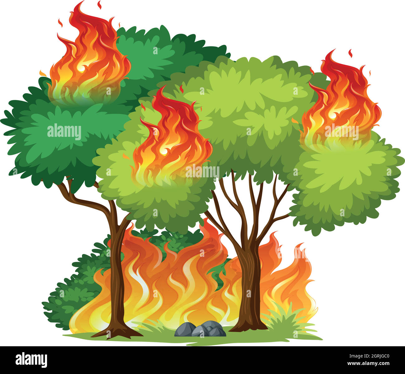 Isolato albero sul fuoco Illustrazione Vettoriale