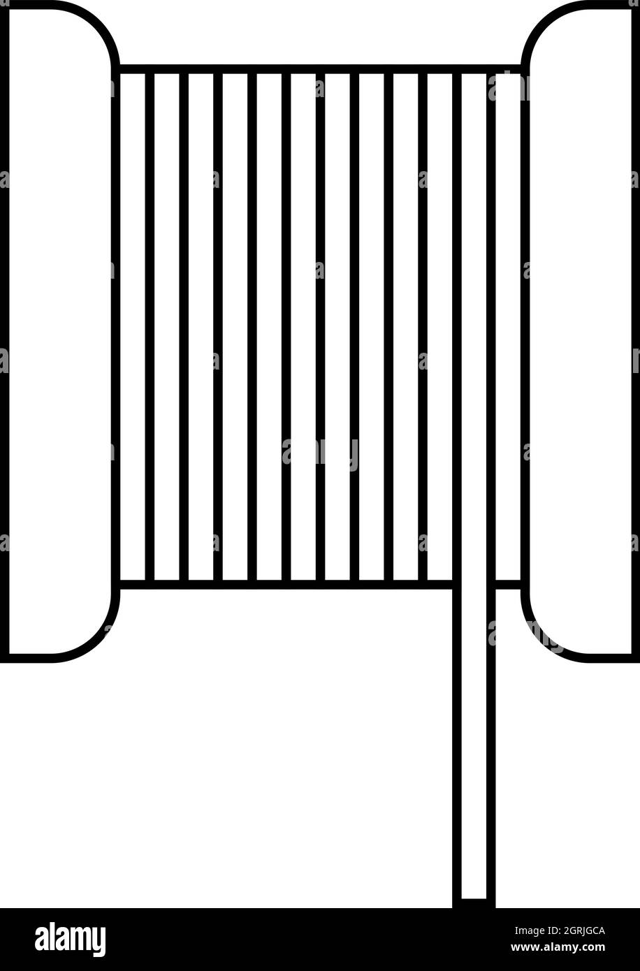 Icona Bobina, stile contorno Illustrazione Vettoriale