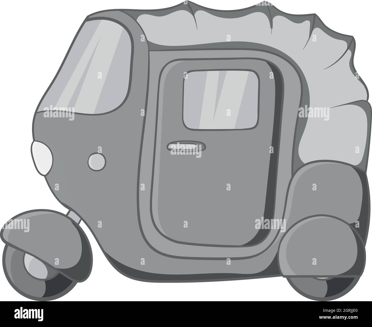 Un tuk tuk taxi icona, nero stile monocromatico Illustrazione Vettoriale