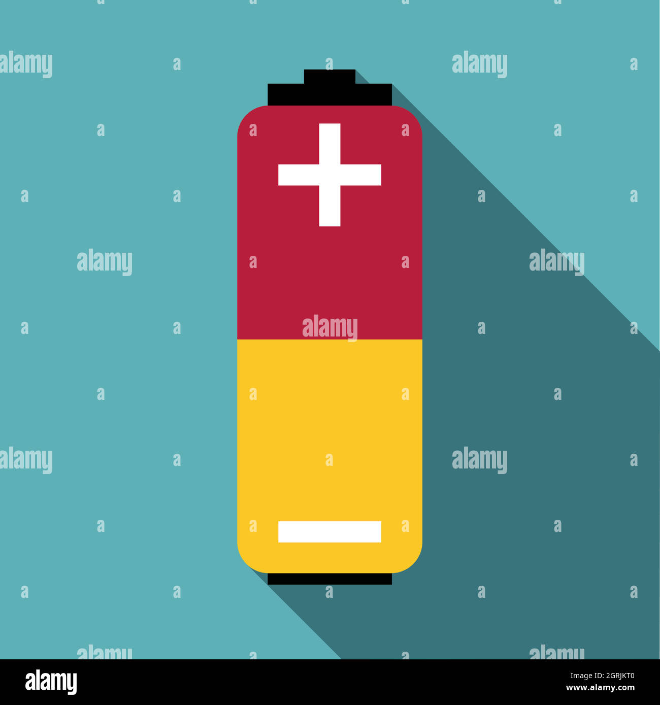 Icona della batteria, stile piatto Illustrazione Vettoriale