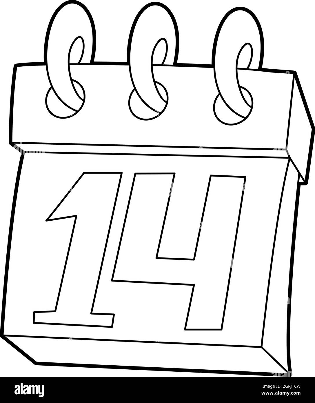 Calendario Febbraio 14, l'icona di stile di contorno Illustrazione Vettoriale