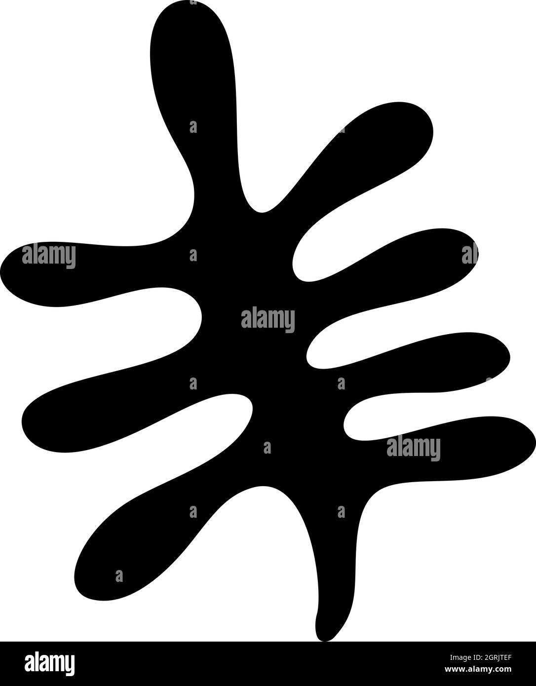 Moderna foglia nera astratta di forme disegnate a mano ed elementi di design noodle. Giungla esotica illustrazione vettoriale contemporanea alla moda. Perfetto per boho Illustrazione Vettoriale