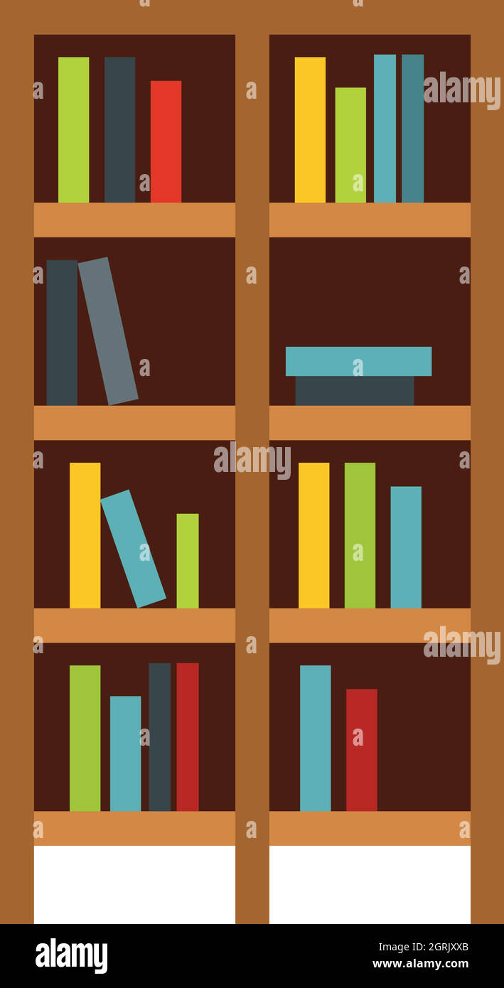 Scaffale di libri icona, stile piatto Illustrazione Vettoriale