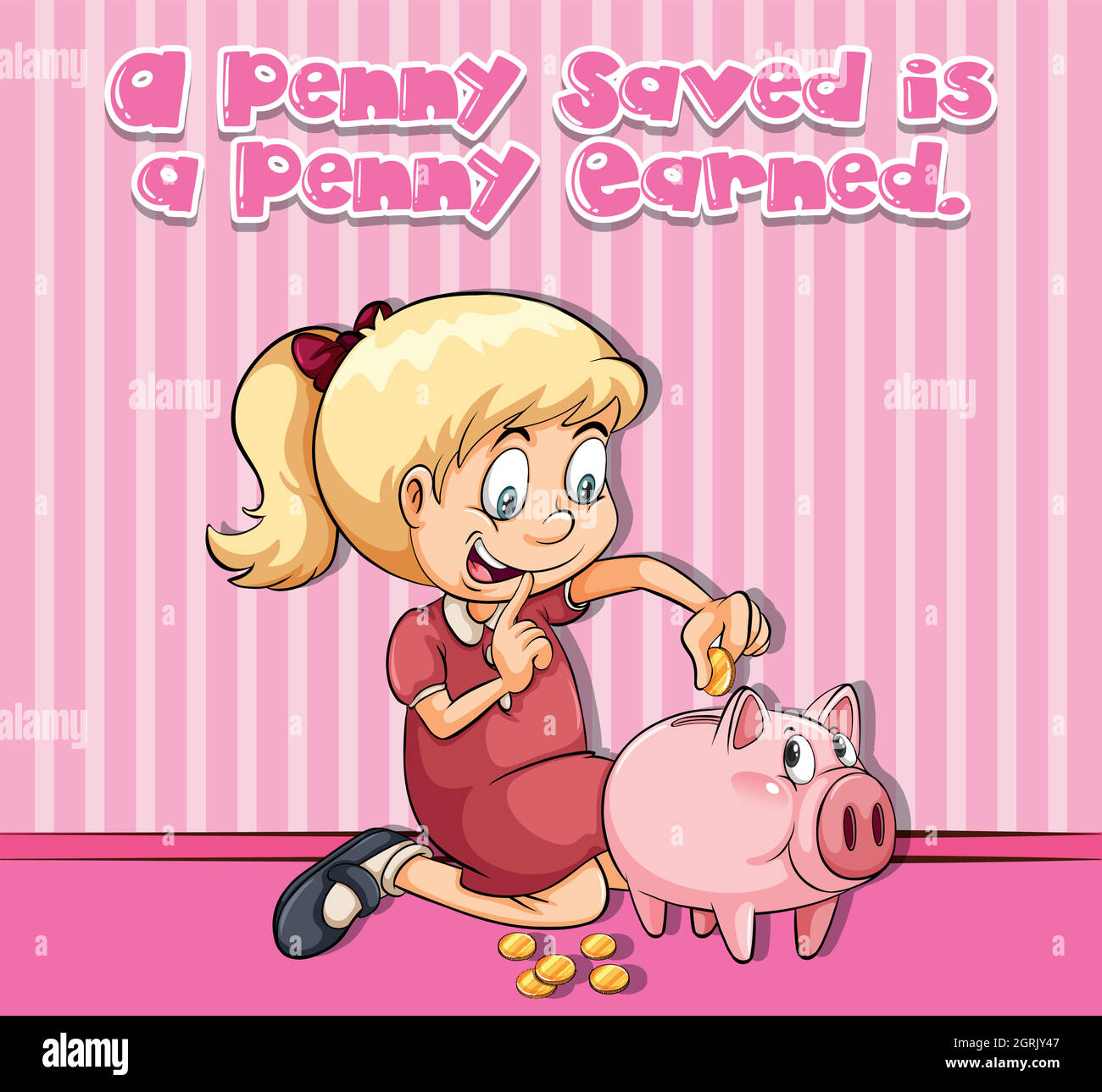 Il poster di idioma per il penny salvato è guadagnato il penny Illustrazione Vettoriale