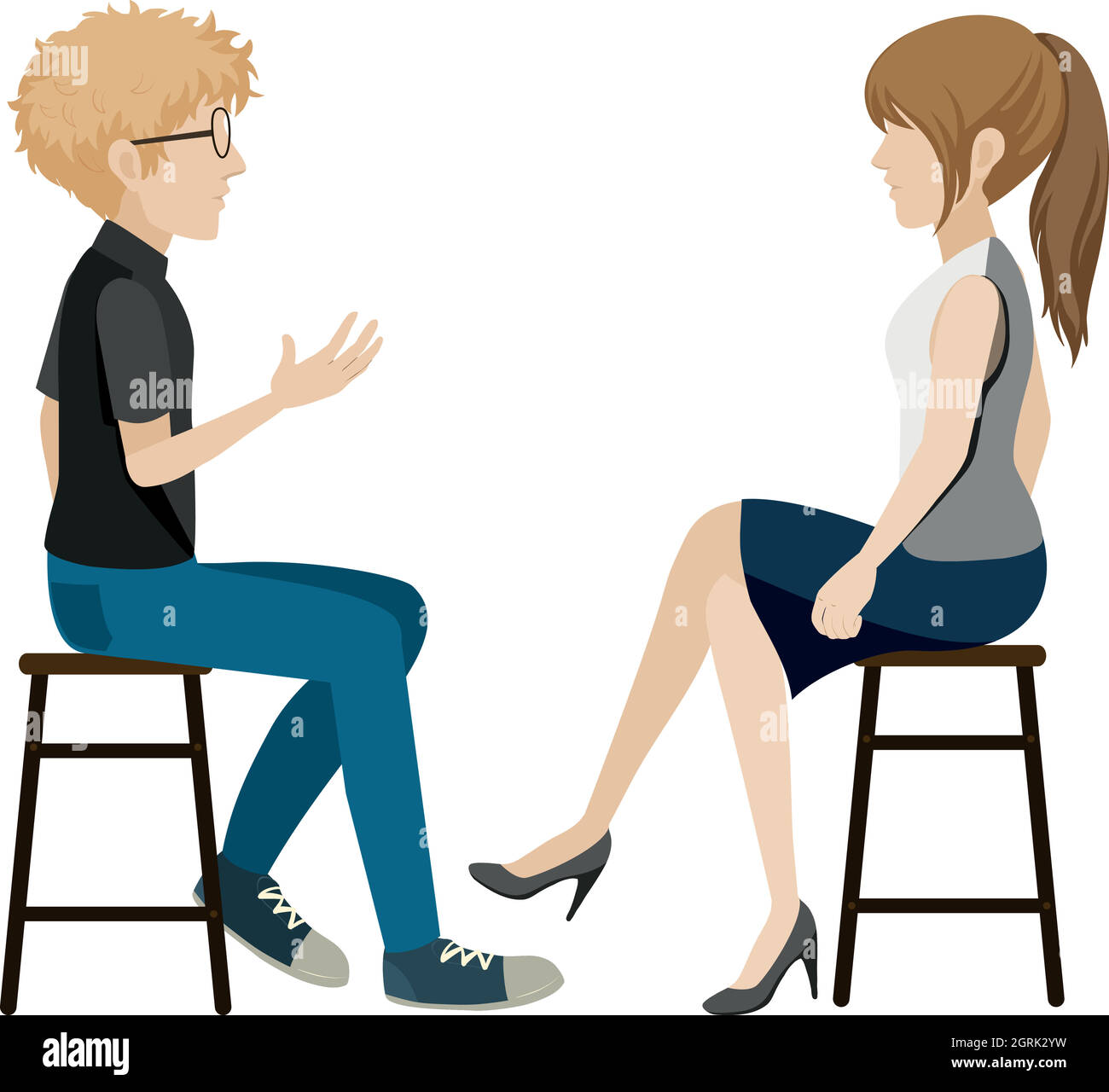 Una ragazza e un ragazzo che parlano senza facce Illustrazione Vettoriale