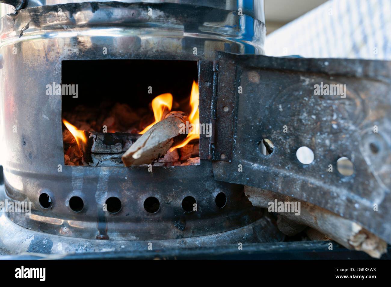 Fumo, camino, cuoco, fuoco, barbecue, piano cottura. Foto Stock