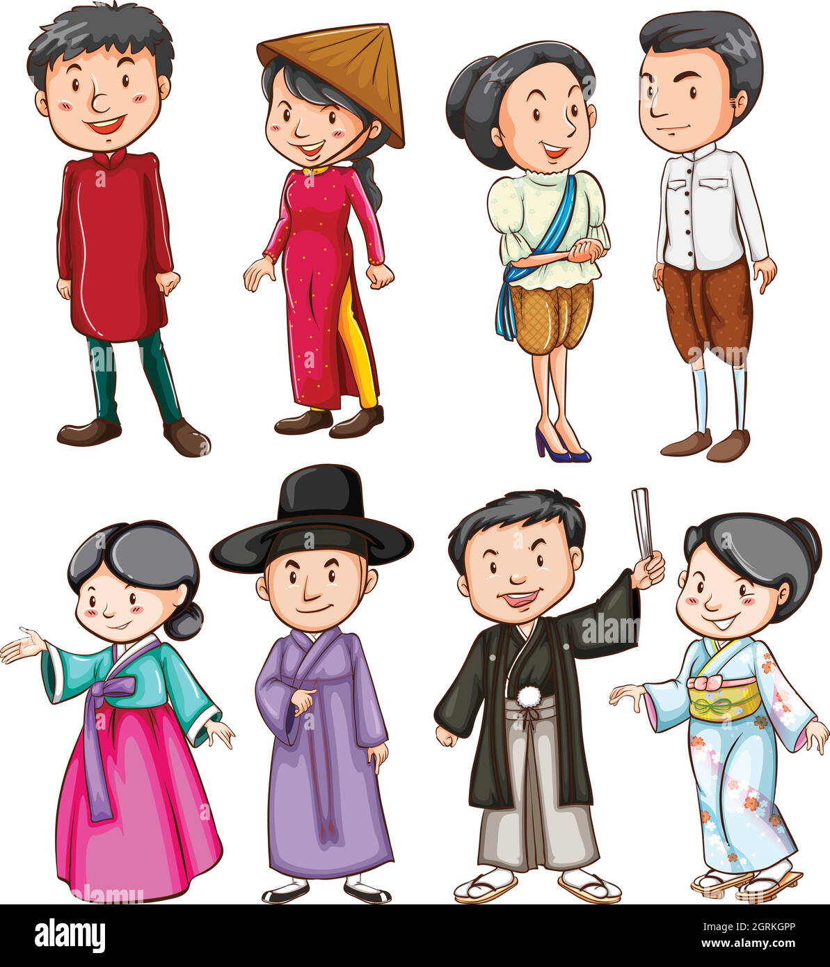 Persone che mostrano la cultura asiatica Illustrazione Vettoriale