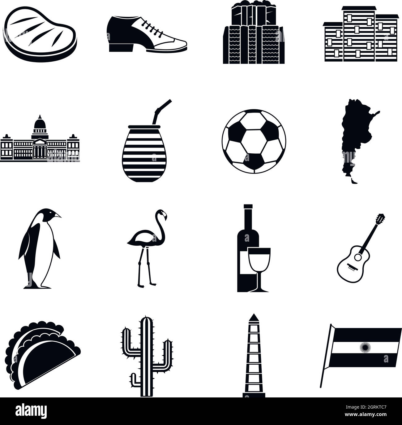 Argentina articoli da viaggio set di icone, stile semplice Illustrazione Vettoriale