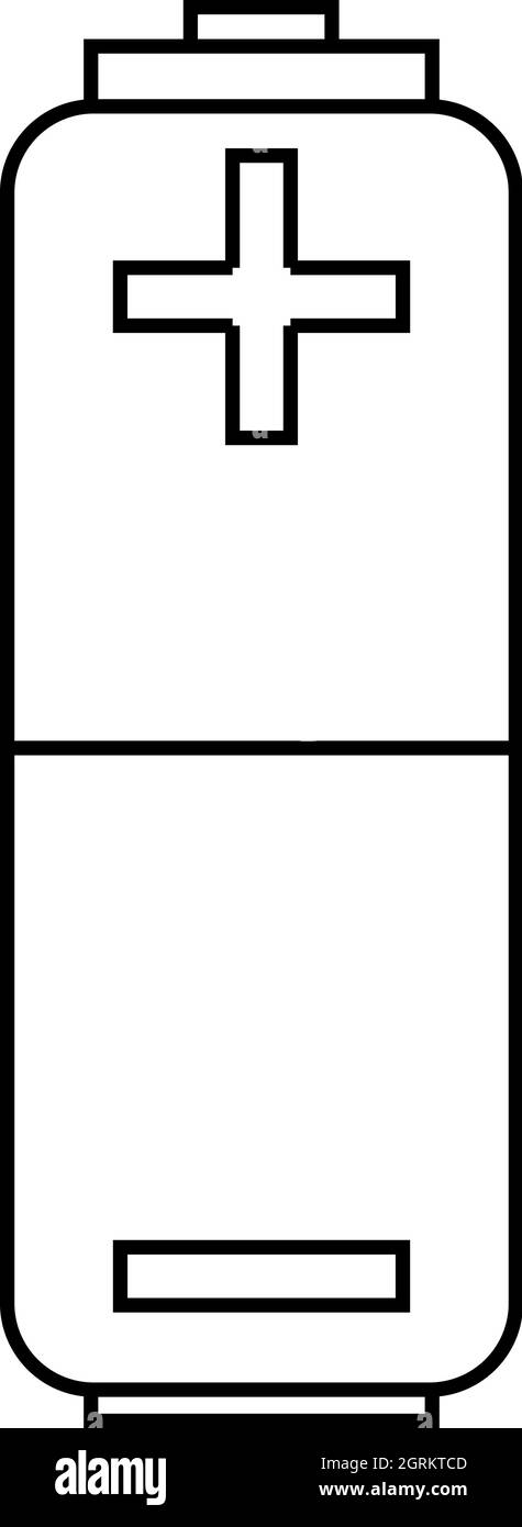 Icona della batteria, stile contorno Illustrazione Vettoriale
