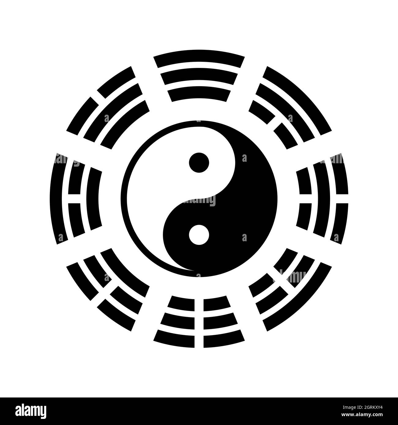 Yin Yang Bagua simbolo. Modello Tai Chi. Bagua - simbolo del Taoismo. Illustrazione religiosa vettoriale. Illustrazione Vettoriale