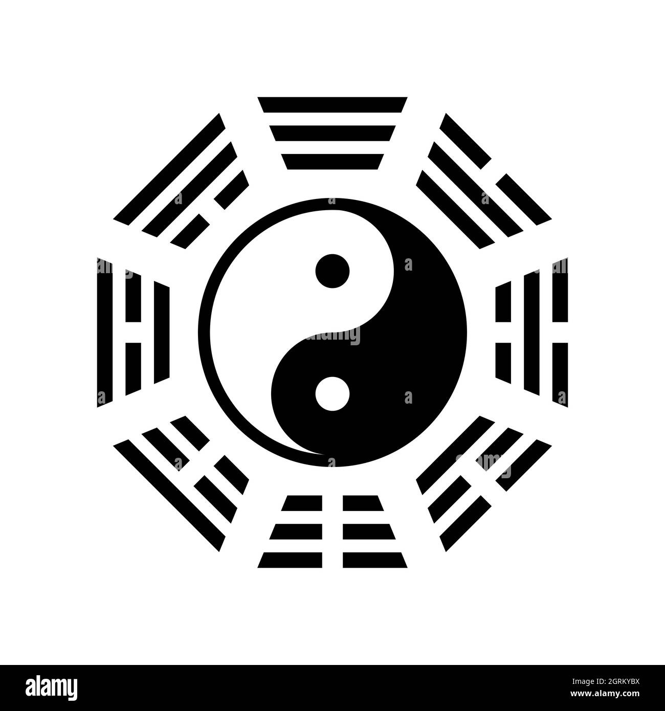Yin Yang Bagua simbolo. Modello Tai Chi. Bagua - simbolo del Taoismo. Illustrazione religiosa vettoriale. Illustrazione Vettoriale