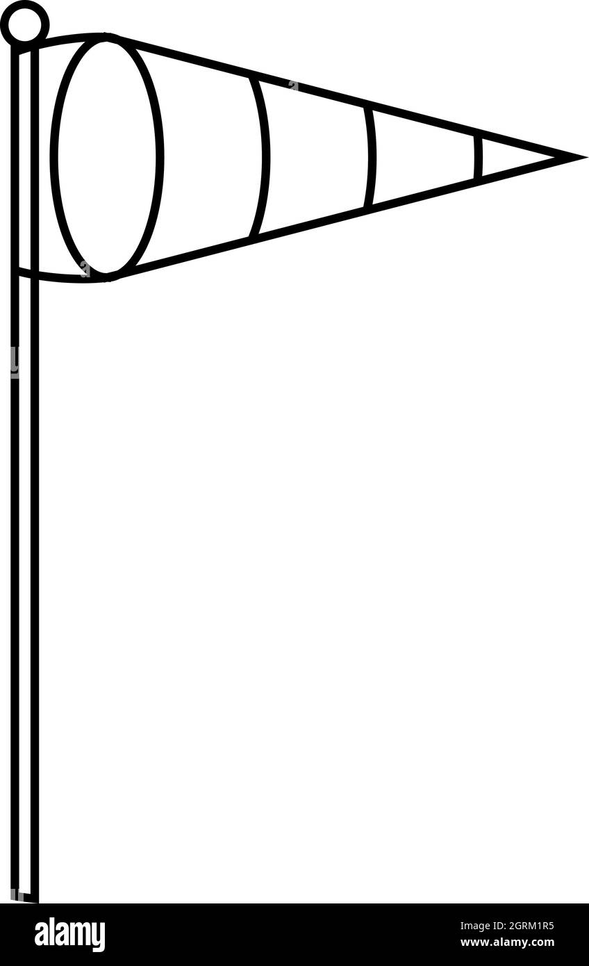 La banderuola eolica icona, stile contorno Illustrazione Vettoriale