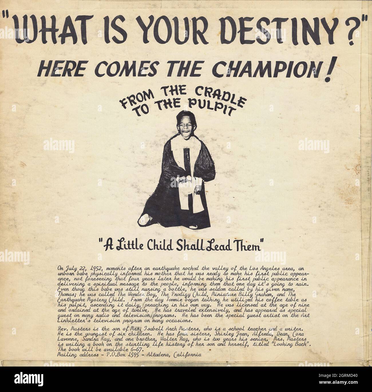 A Live Volcano of Good Tidings (BC) - Vintage American Christian Vinyl Album Foto Stock