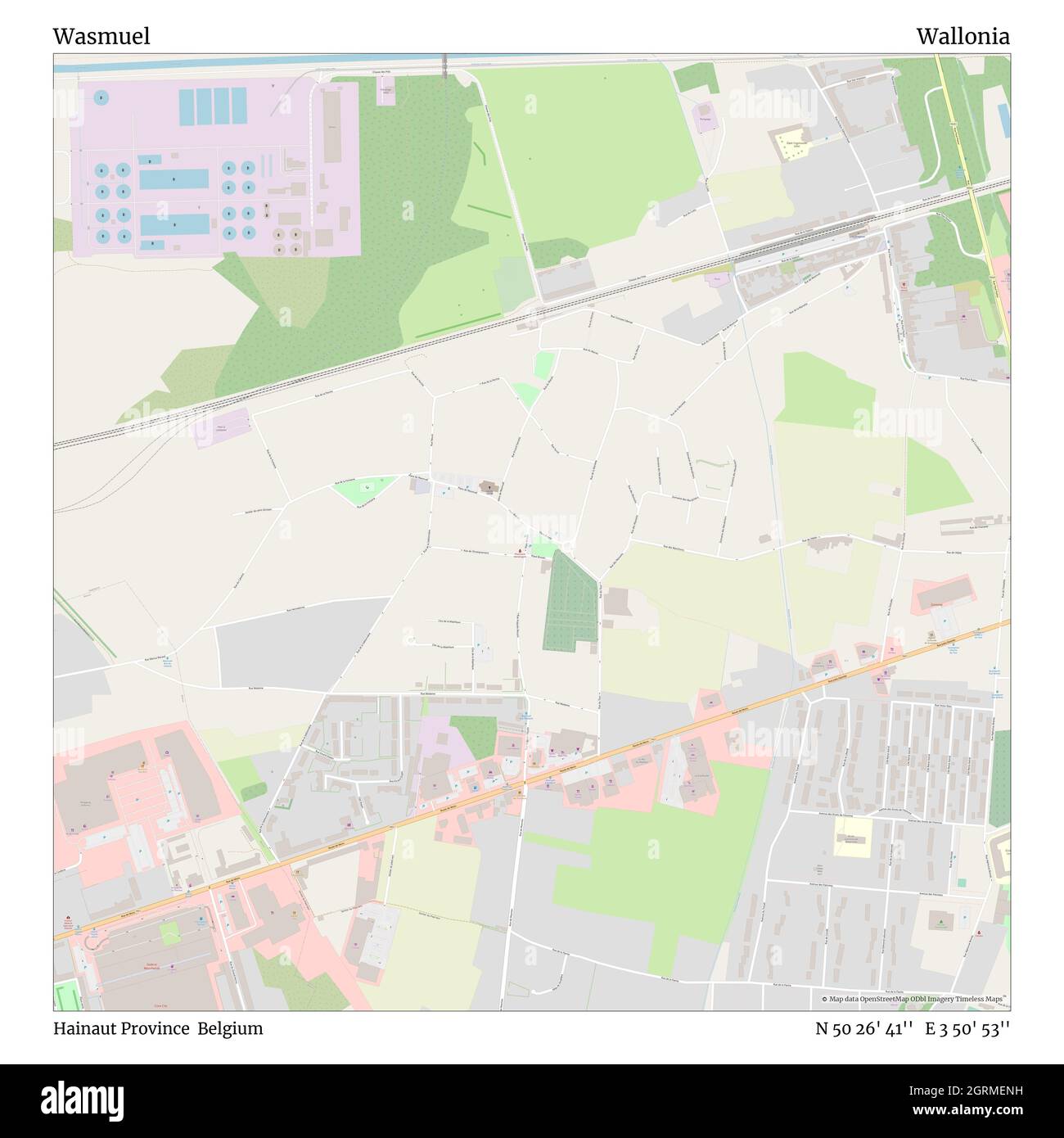 Wasmuel, Provincia Hainaut, Belgio, Vallonia, N 50 26' 41'', e 3 50' 53''', mappa, Mappa senza tempo pubblicata nel 2021. Viaggiatori, esploratori e avventurieri come Florence Nightingale, David Livingstone, Ernest Shackleton, Lewis and Clark e Sherlock Holmes si sono affidati alle mappe per pianificare i viaggi verso gli angoli più remoti del mondo, Timeless Maps sta mappando la maggior parte delle località del mondo, mostrando il successo di grandi sogni Foto Stock