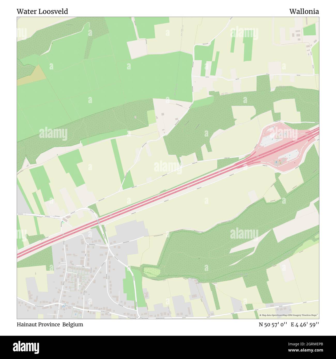 Water loosveld, Hainaut Province, Belgium, Vallonia, N 50 57' 0'', e 4 46' 59'', map, Timeless Map Published in 2021. Viaggiatori, esploratori e avventurieri come Florence Nightingale, David Livingstone, Ernest Shackleton, Lewis and Clark e Sherlock Holmes si sono affidati alle mappe per pianificare i viaggi verso gli angoli più remoti del mondo, Timeless Maps sta mappando la maggior parte delle località del mondo, mostrando il successo di grandi sogni Foto Stock